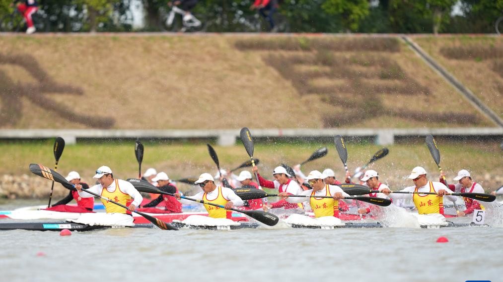 全运会皮划艇静水男子500米四人皮艇决赛：山东队夺冠